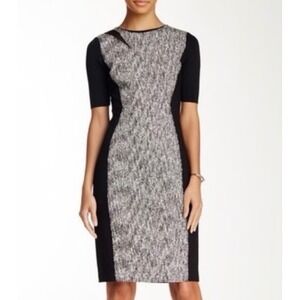 NWT Elie Tahari Dress Size‎ 2 Gray Textured Panel Sheath Career Dress PERFECT 🖤
